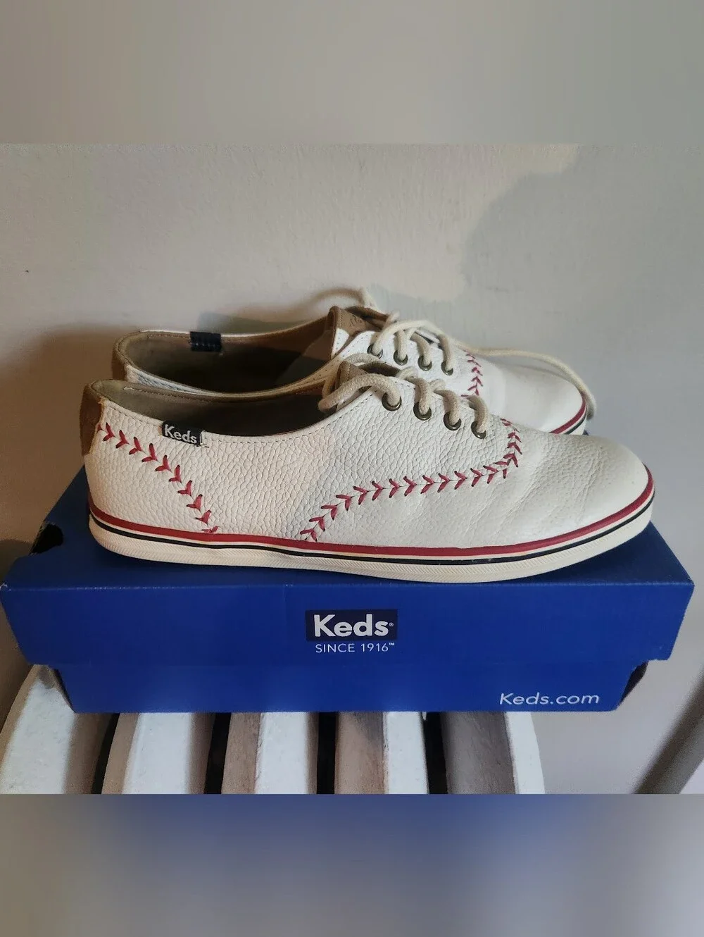 Keds Champion Pennant Leather Sneakers Baseball Sz. 7